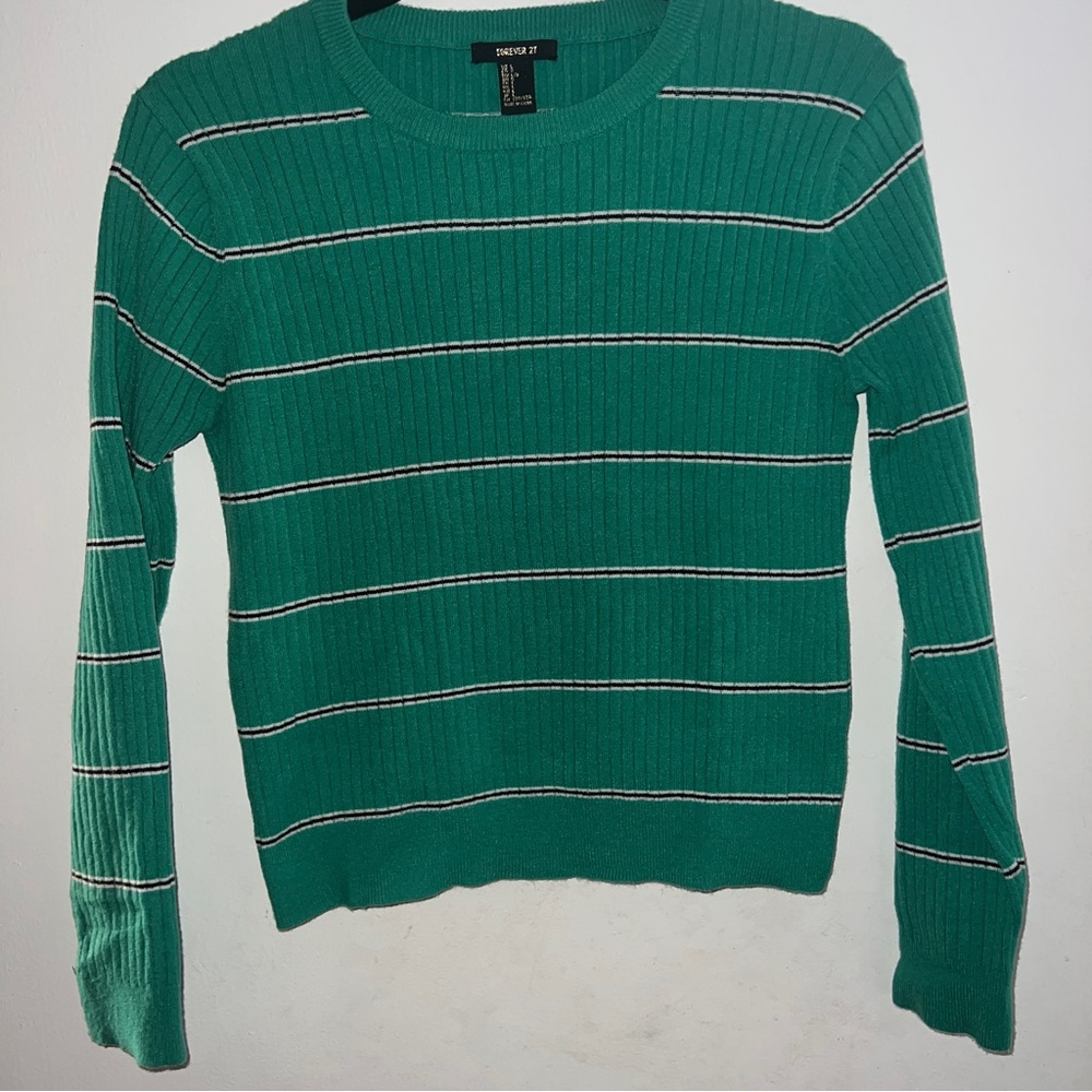 Forever 21 Green Striped Sweater